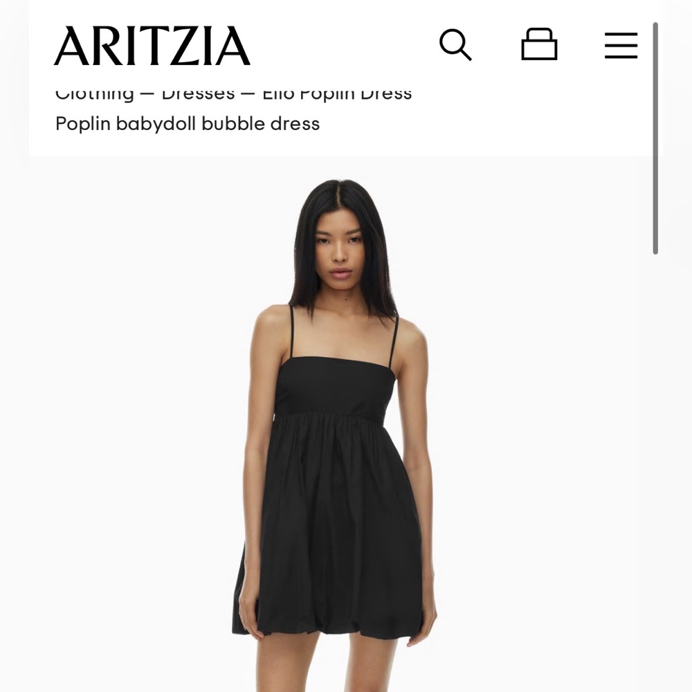 Aritzia black Elio poplin mini dress size small! Worn once, in great condition
